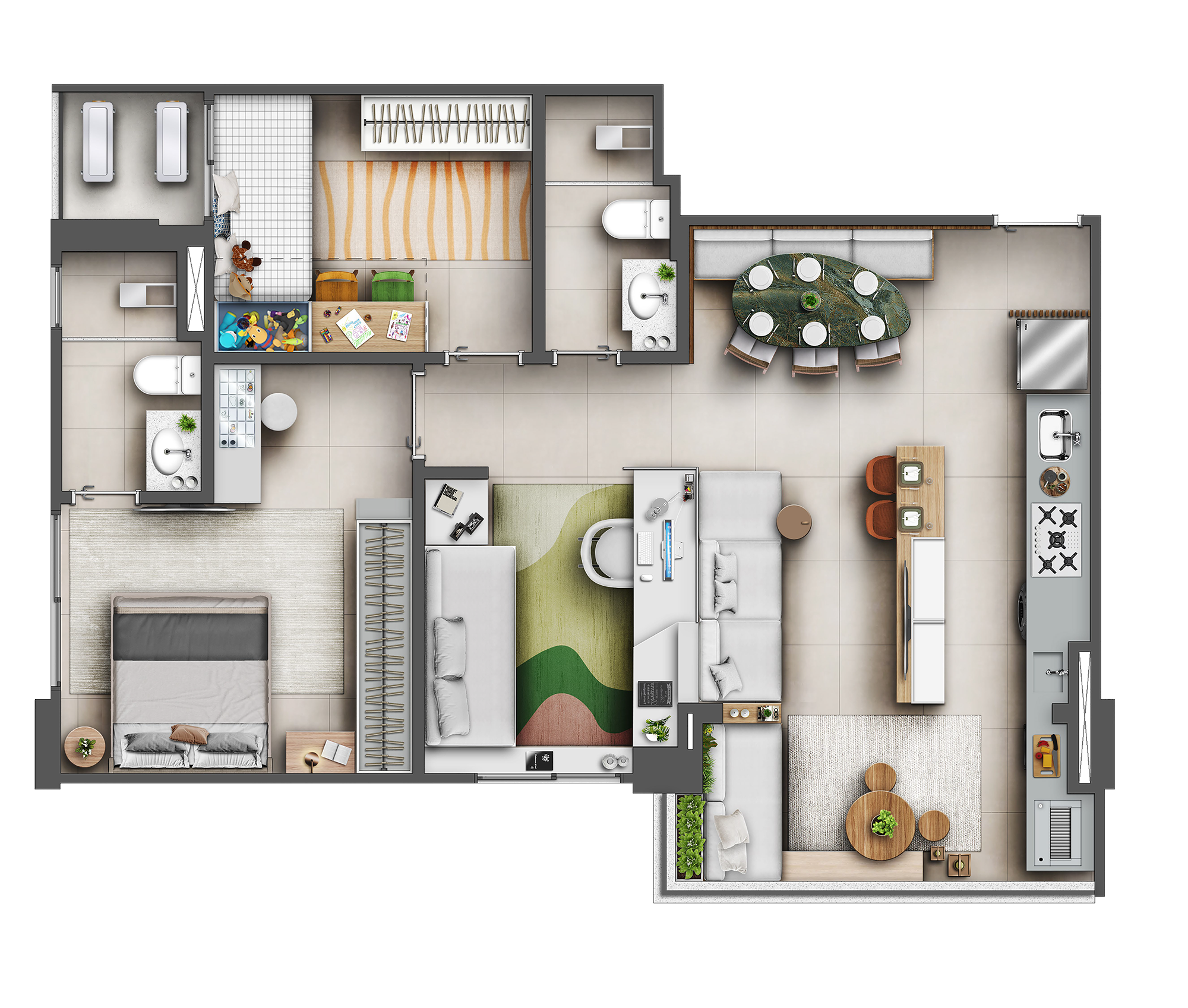 Planta 05 - 3 dorm 77m²