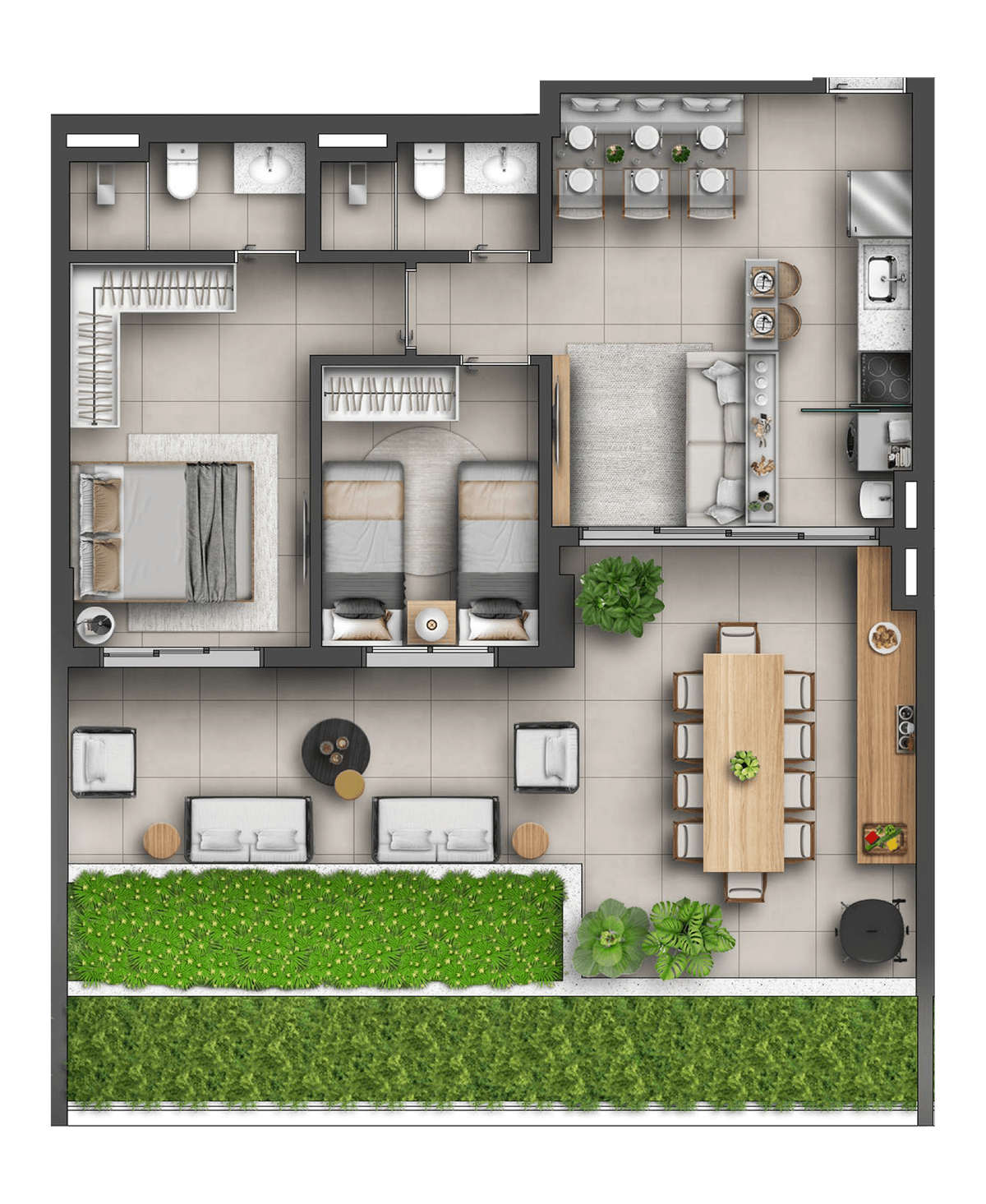 Planta 06 - 2 dorm 108m² - garden