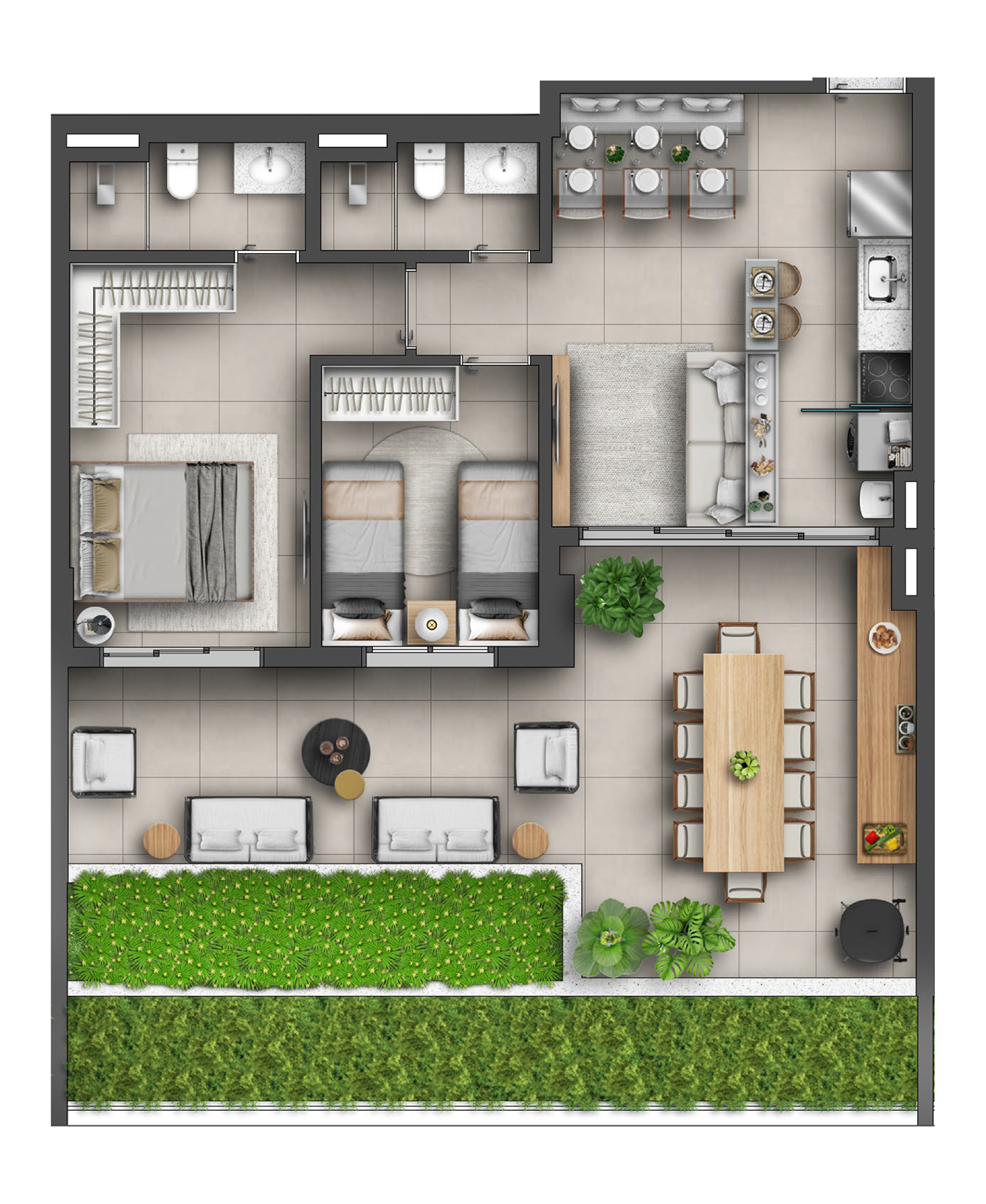 Planta 06 - 2 dorm 108m² - garden