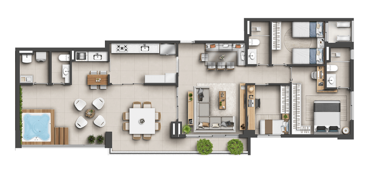 Planta 07 - 3 dorm 134m² - penthouse