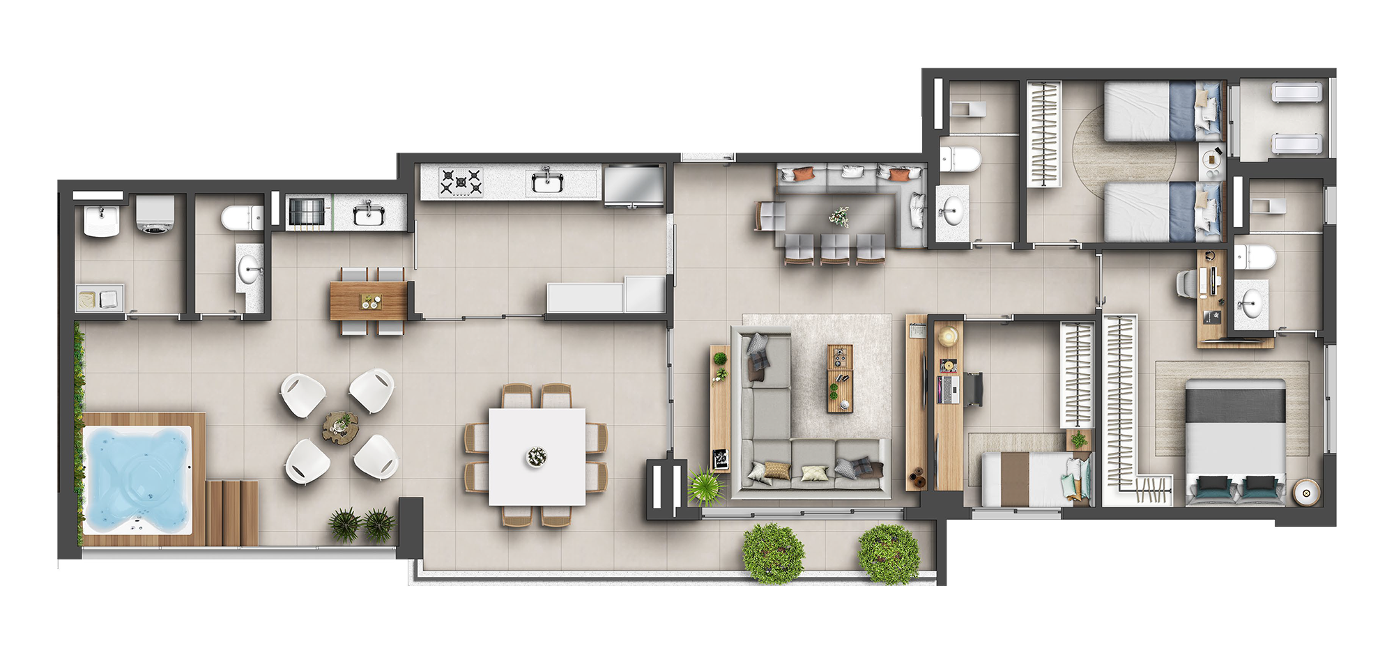 Planta 07 - 3 dorm 134m² - penthouse