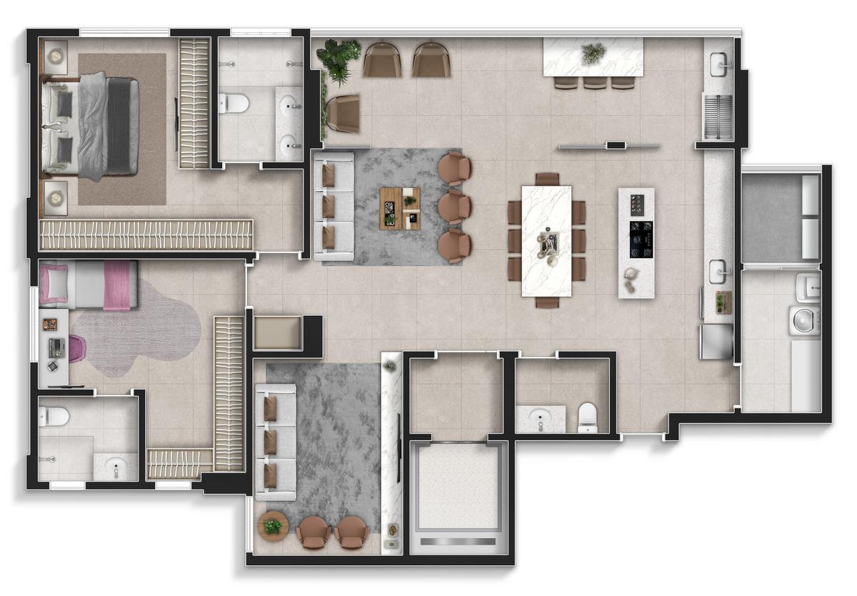 Planta 02 - 2 dorm 143m² - opção 1