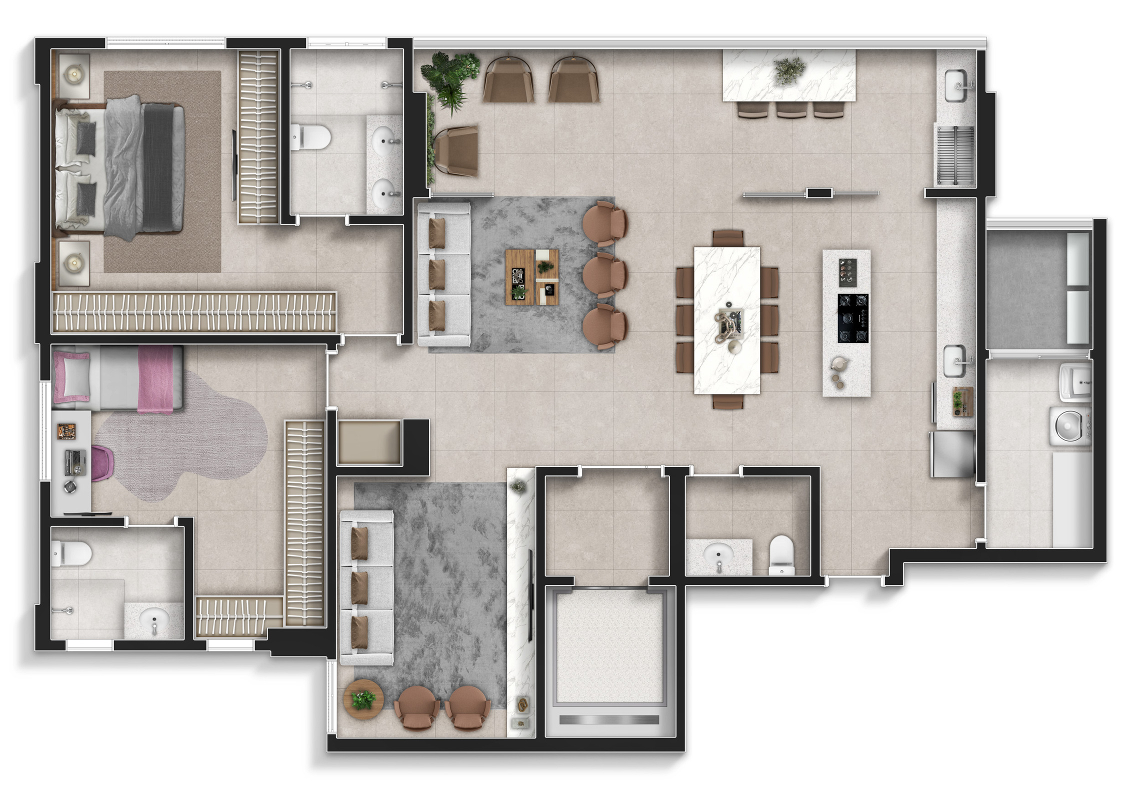 Planta 02 - 2 dorm 143m² - opção 1