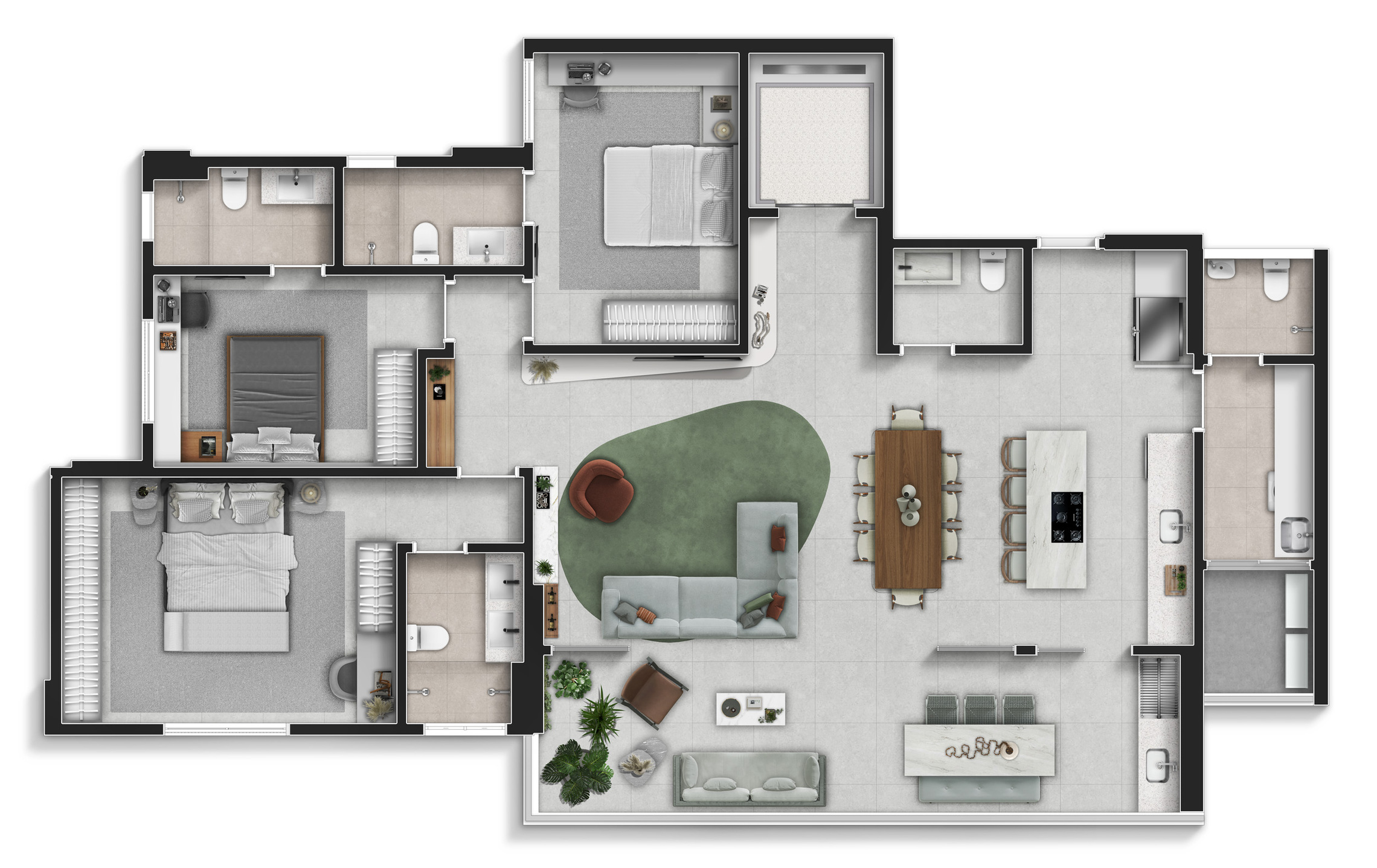 Planta 04 - 3 dorm 164m²