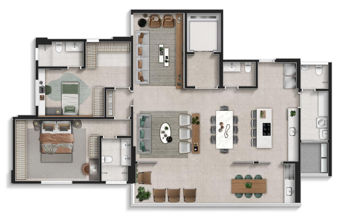 Planta 05 - 2 dorm 164m² - opção 1