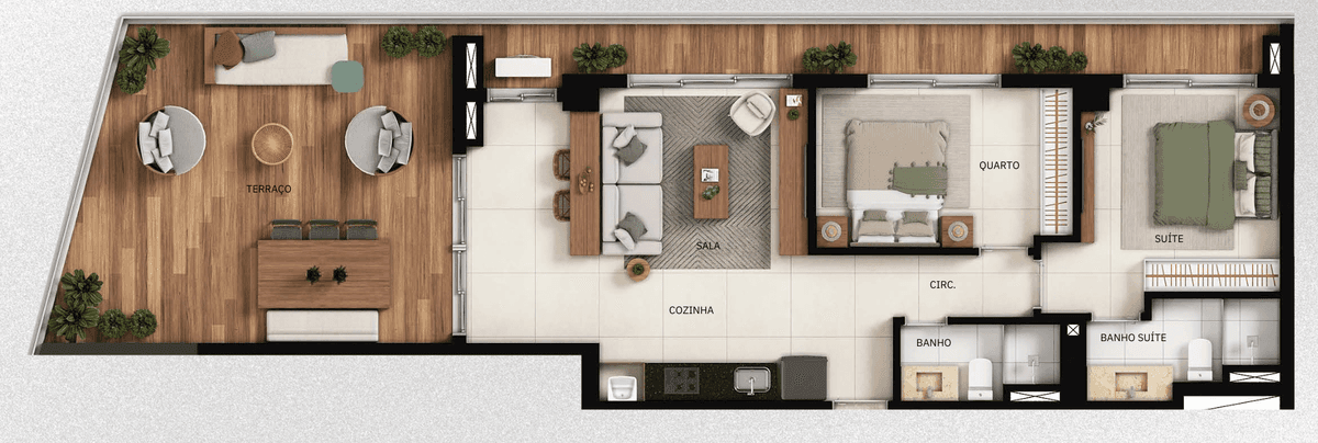 Planta 06 - 2 dorm 110m² - garden
