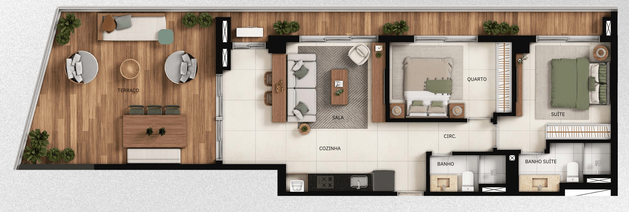 Planta 06 - 2 dorm 110m² - garden