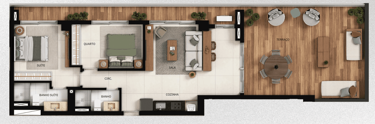 Planta 07 - 2 dorm 117,38m² - garden