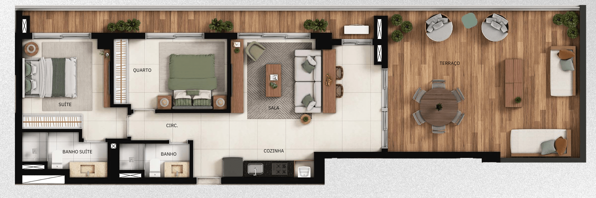 Planta 07 - 2 dorm 117,38m² - garden
