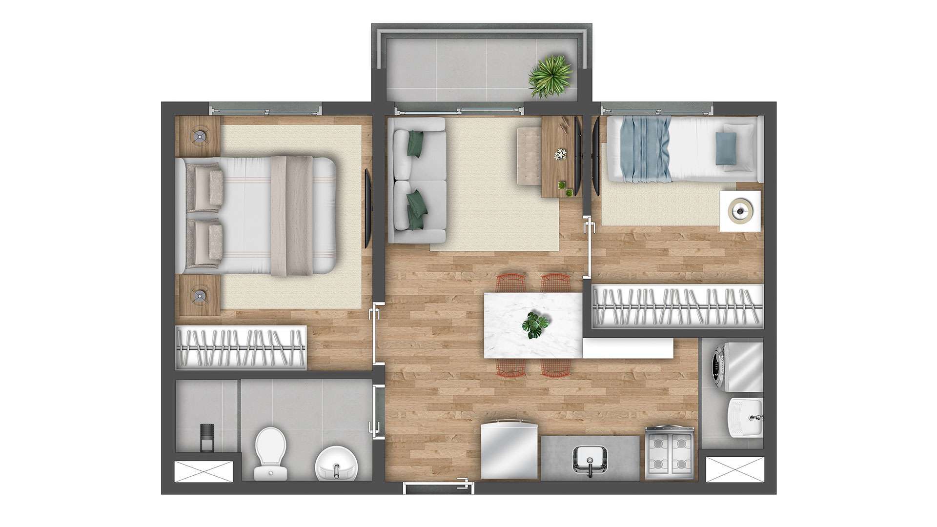 Planta 03 - 2 dorm 37m²