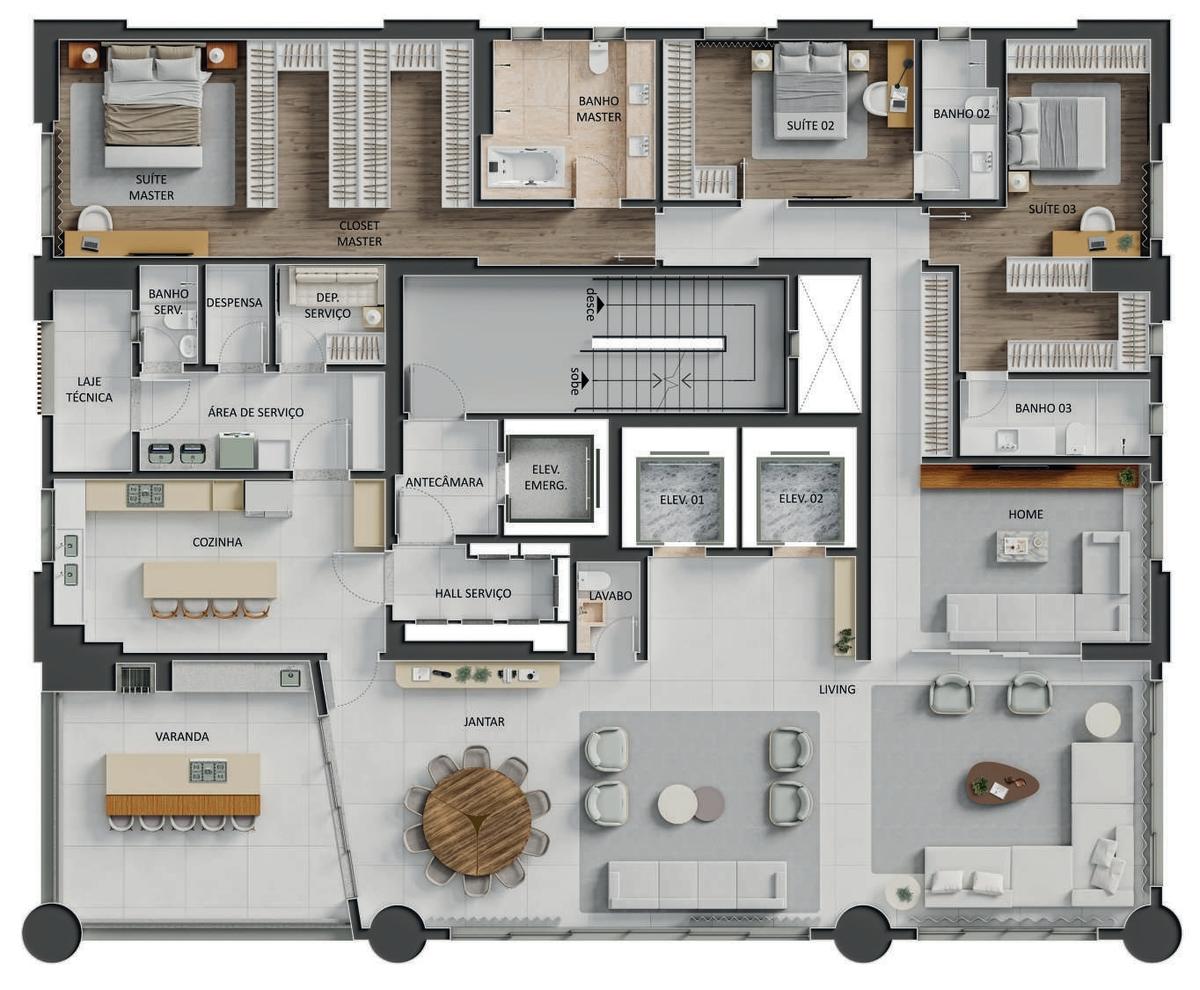 Planta 02 - 3 dorm 346,77m² - opção