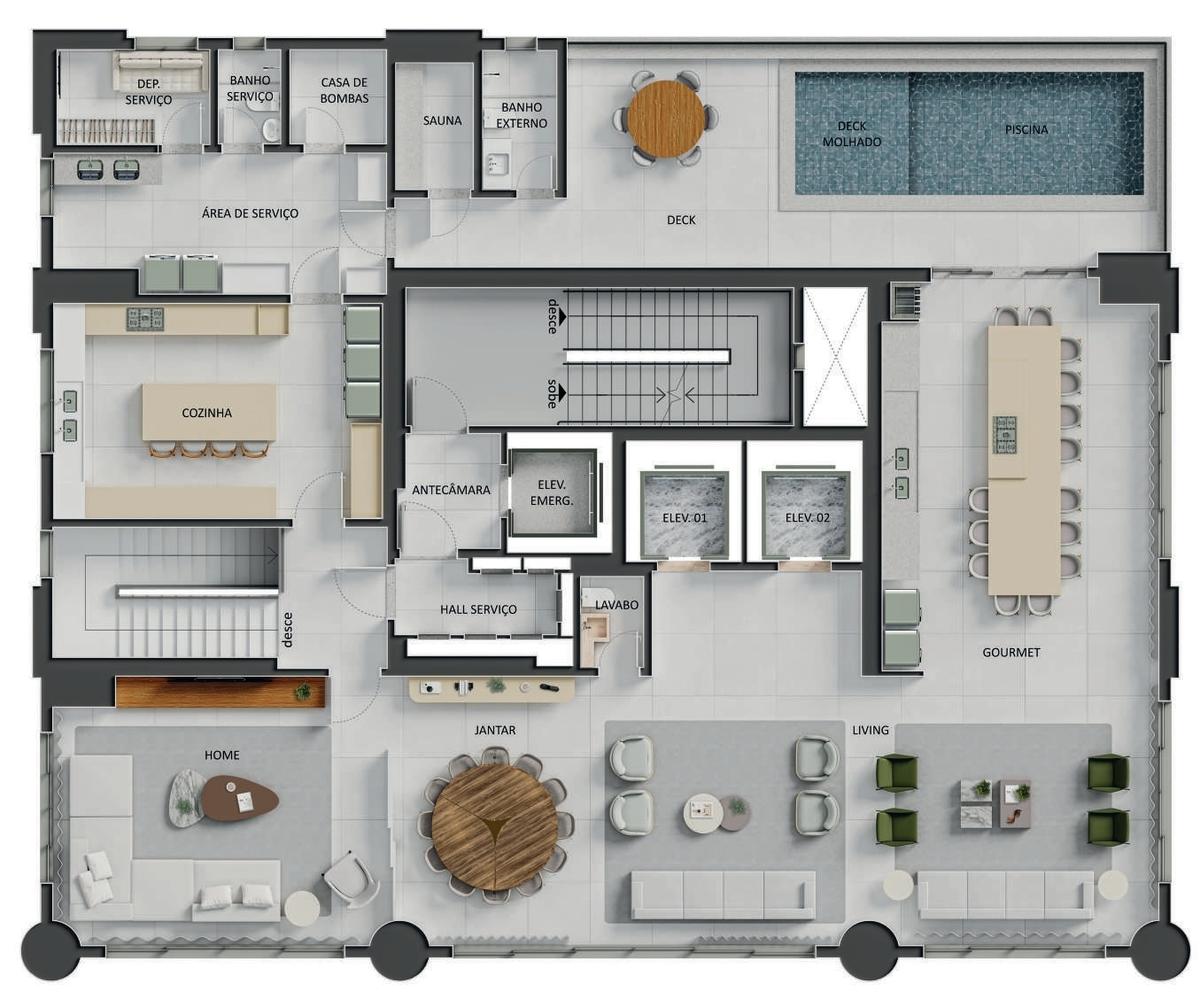 Planta 04 - 5 dorm 669,25m² - cobertura duplex - superior