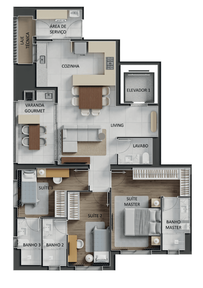 Planta 02 - 3 dorm 112,10m² - opção