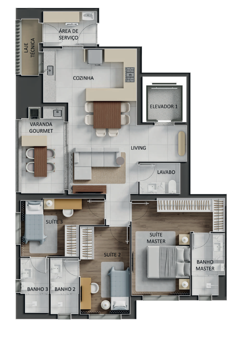Planta 02 - 3 dorm 112,10m² - opção