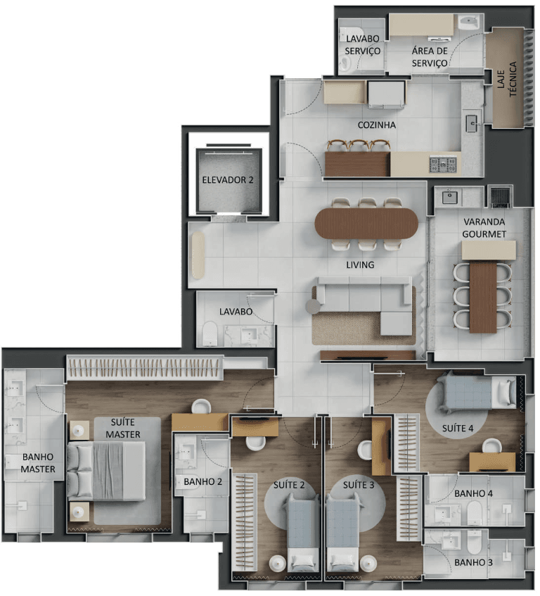 Planta 05 - 4 dorm 144,69m²