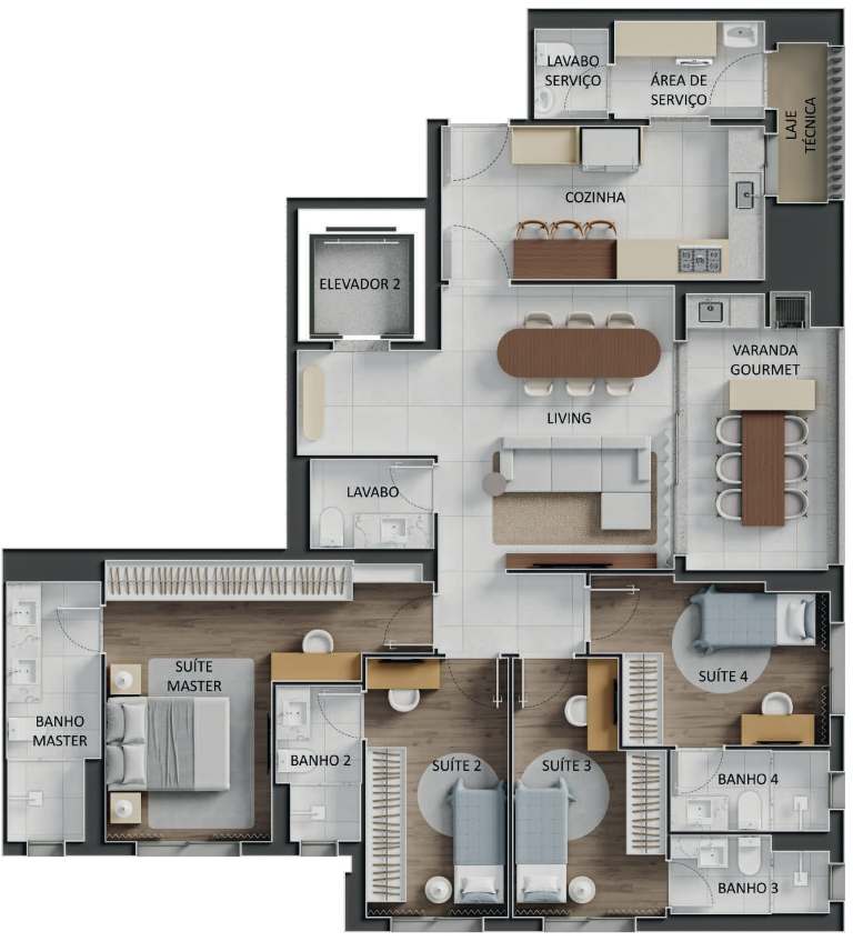 Planta 05 - 4 dorm 144,69m²