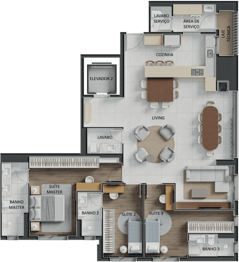 Planta 06 - 4 dorm 144,69m² - opção