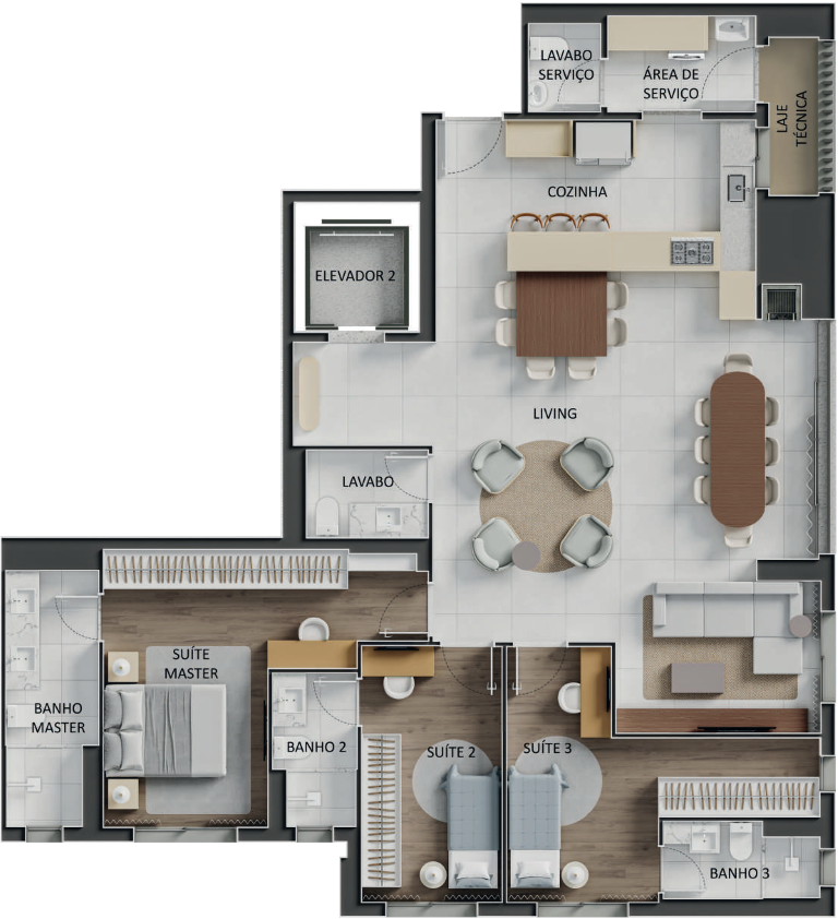 Planta 06 - 4 dorm 144,69m² - opção