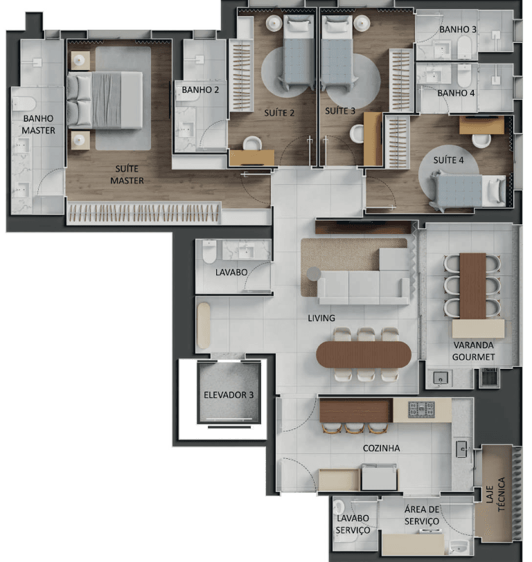 Planta 07 - 4 dorm 145,83m²