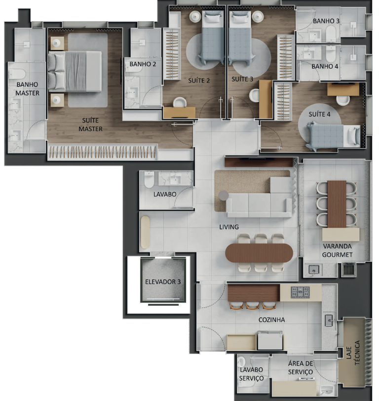 Planta 07 - 4 dorm 145,83m²