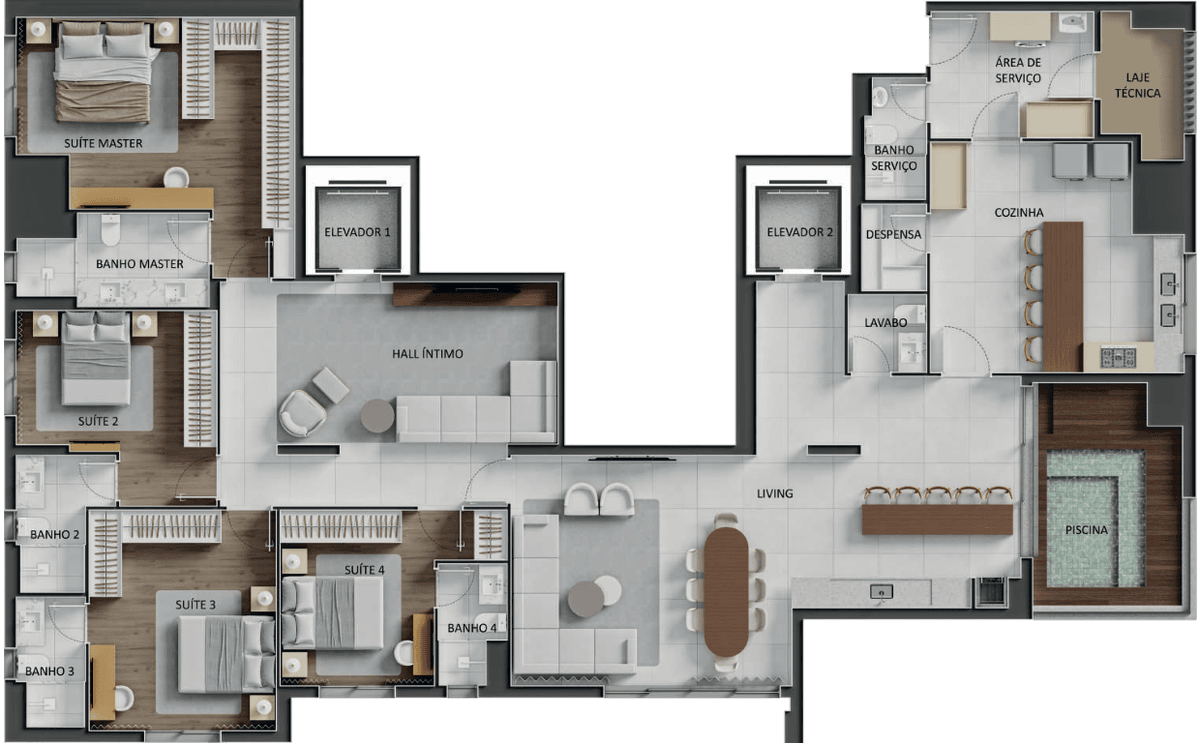 Planta 09 - 4 dorm 248,64m² - penthouse