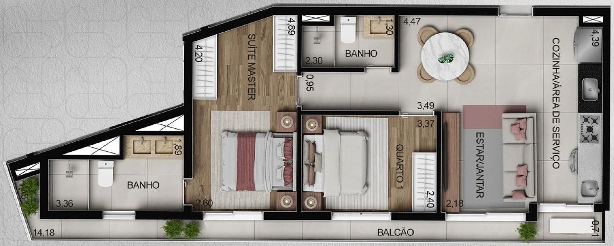 Planta 05 - 2 dorm 71m²