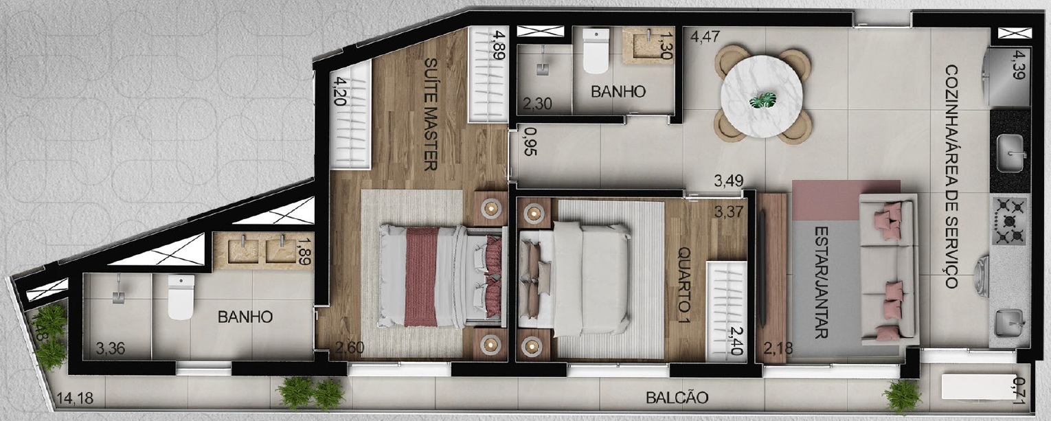 Planta 05 - 2 dorm 71m²