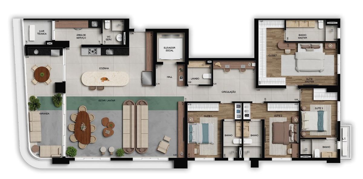 Planta 01 - 4 dorm 234,29m²