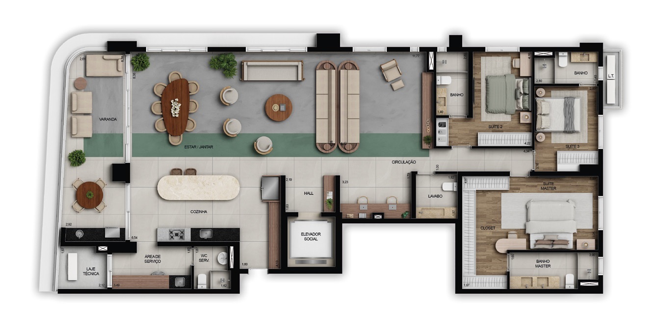 Planta 03 - 3 dorm 235,86m² - opção