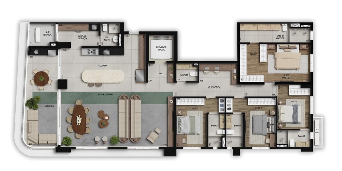Planta 05 - 4 dorm 240,35m² - opção