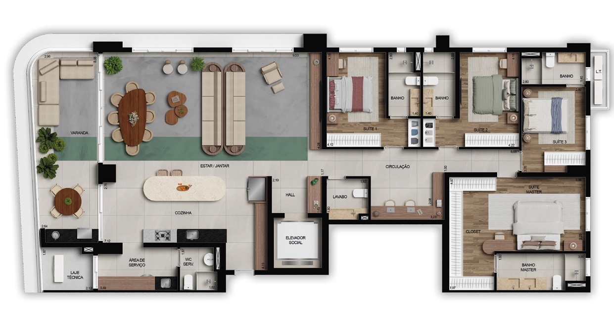 Planta 06 - 4 dorm 241,90m²