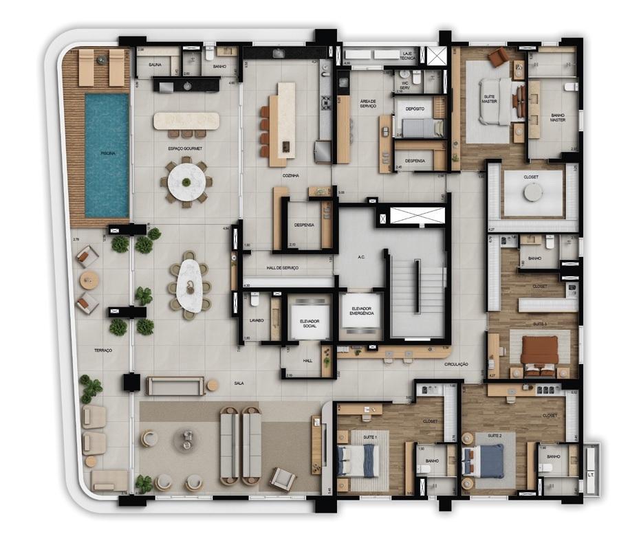 Planta 07 - 4 dorm 477,92m² - penthouse