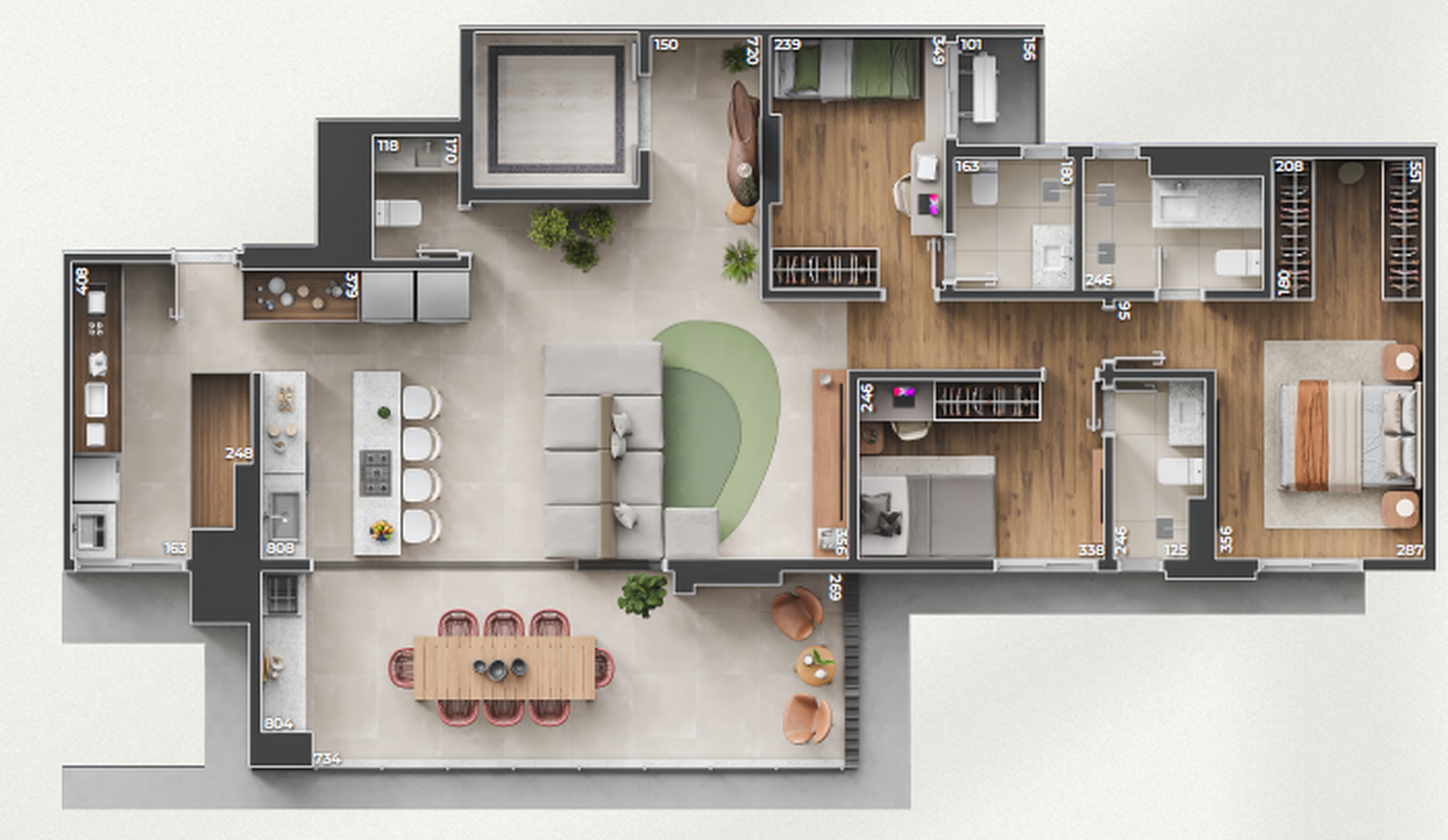 Planta 04 - 3 dorm 136m²