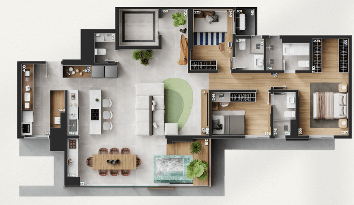 Planta 05 - 3 dorm 136m²