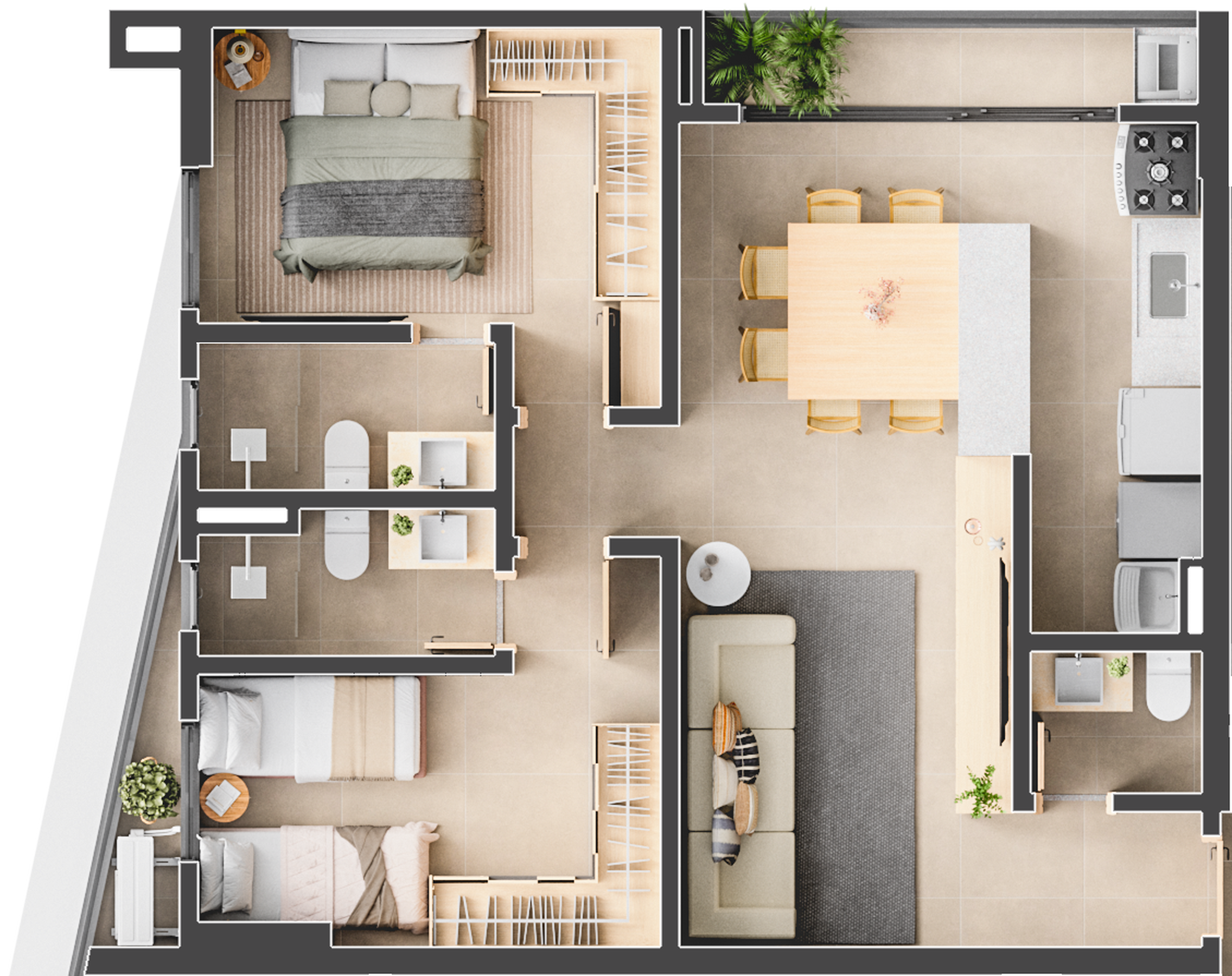 Planta 04 - 2 dorm 71m²