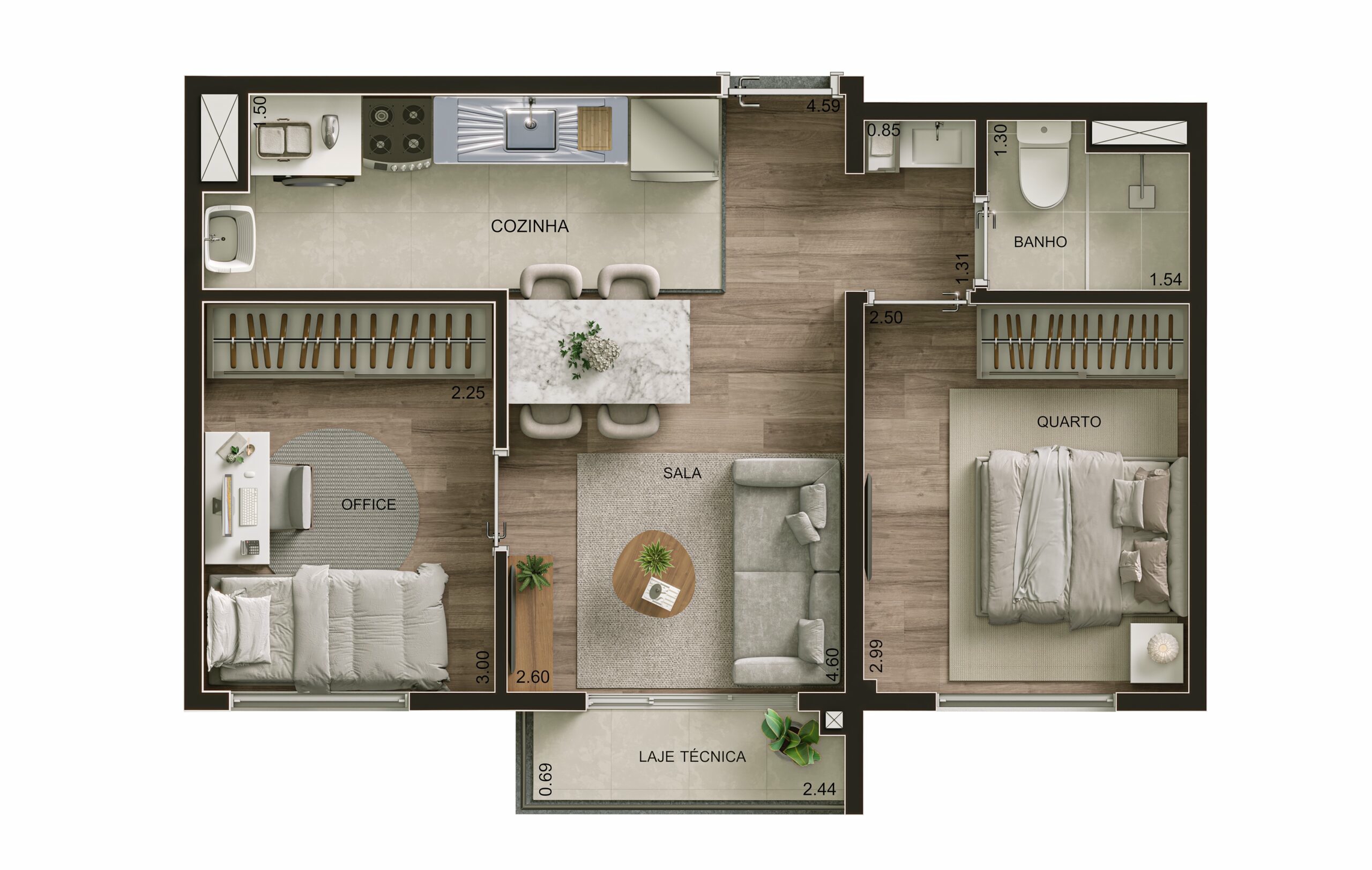 Planta 02 - 2 dorm 41m²