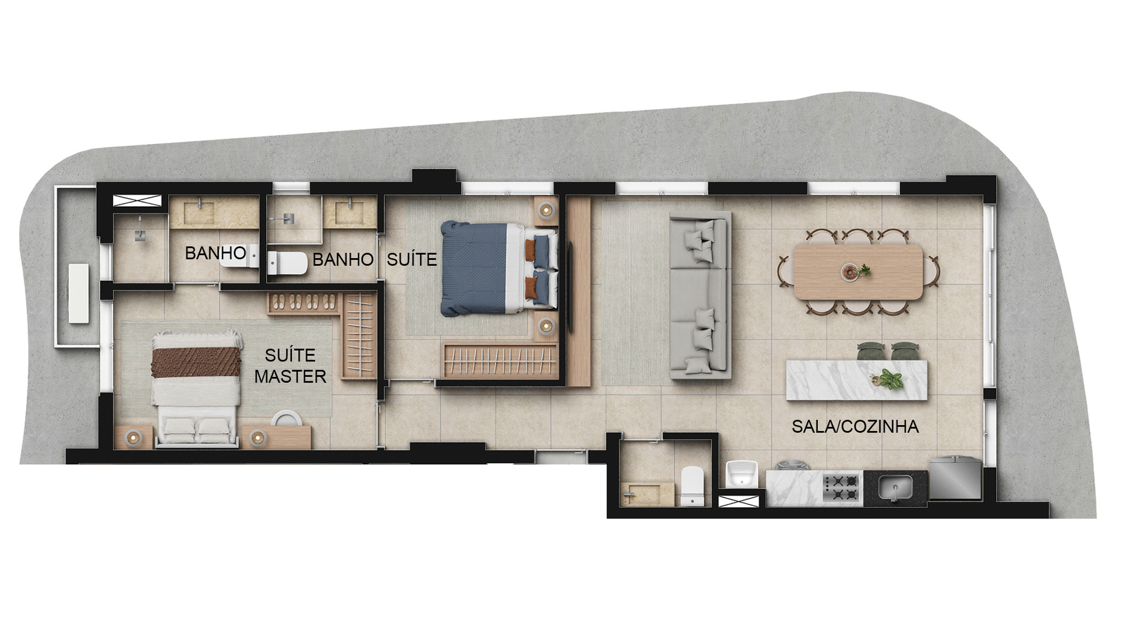 Planta 02 - 2 dorm 71m²