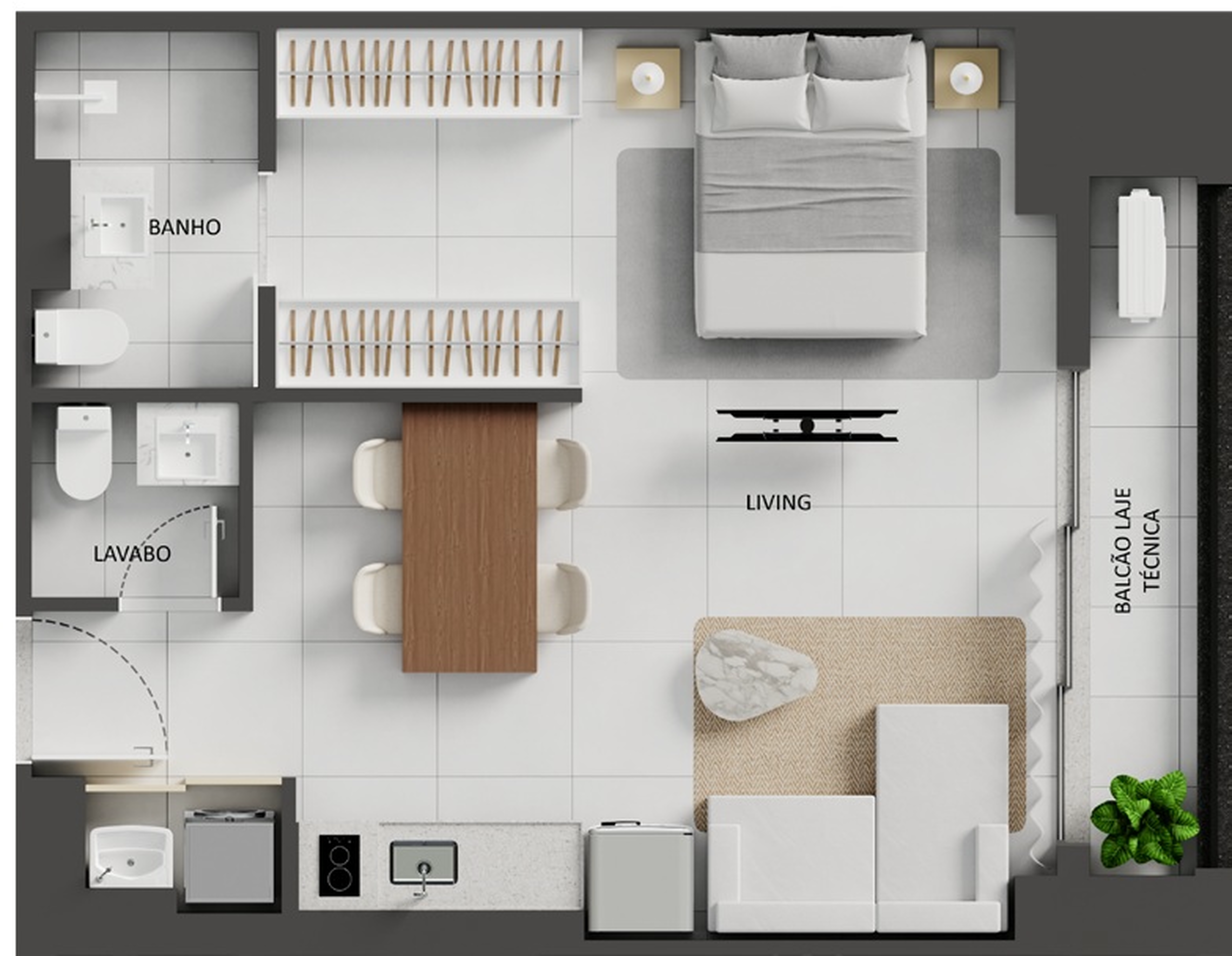 Planta 04 - 1 dorm 50,35m² - studio