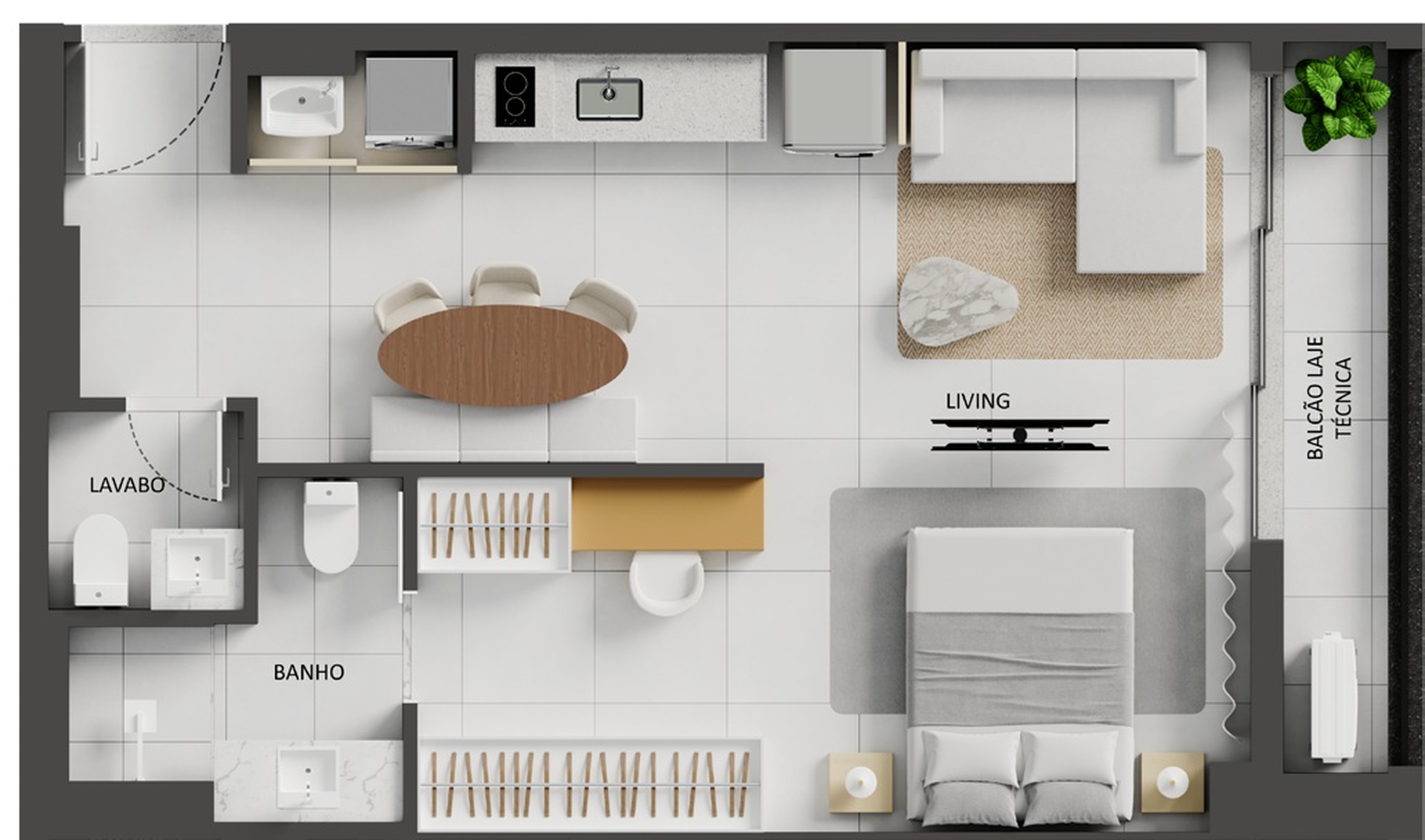 Planta 07 - 1 dorm 52,41m² - studio