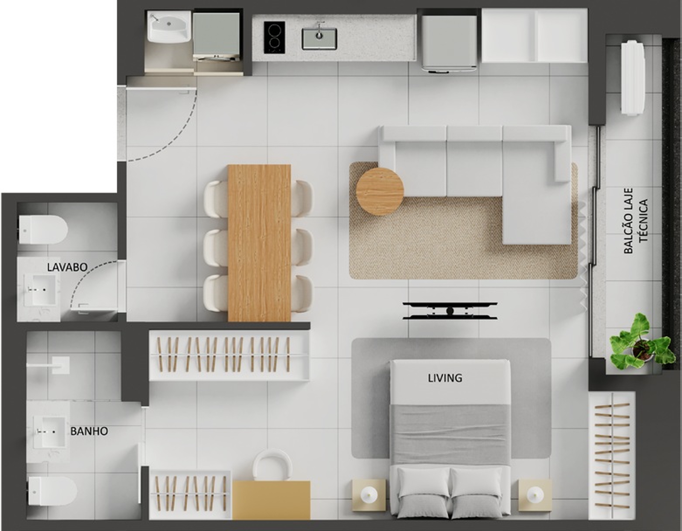 Planta 08 - 1 dorm 54,07m² - studio