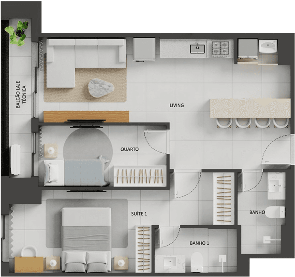 Planta 10 - 2 dorm 68,39m²