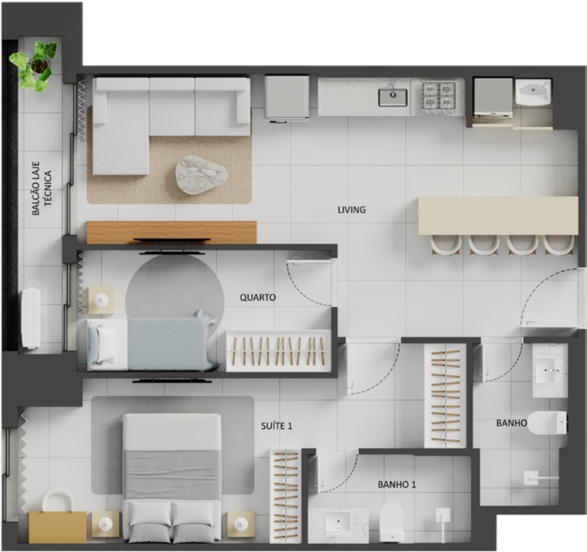 Planta 10 - 2 dorm 68,39m²