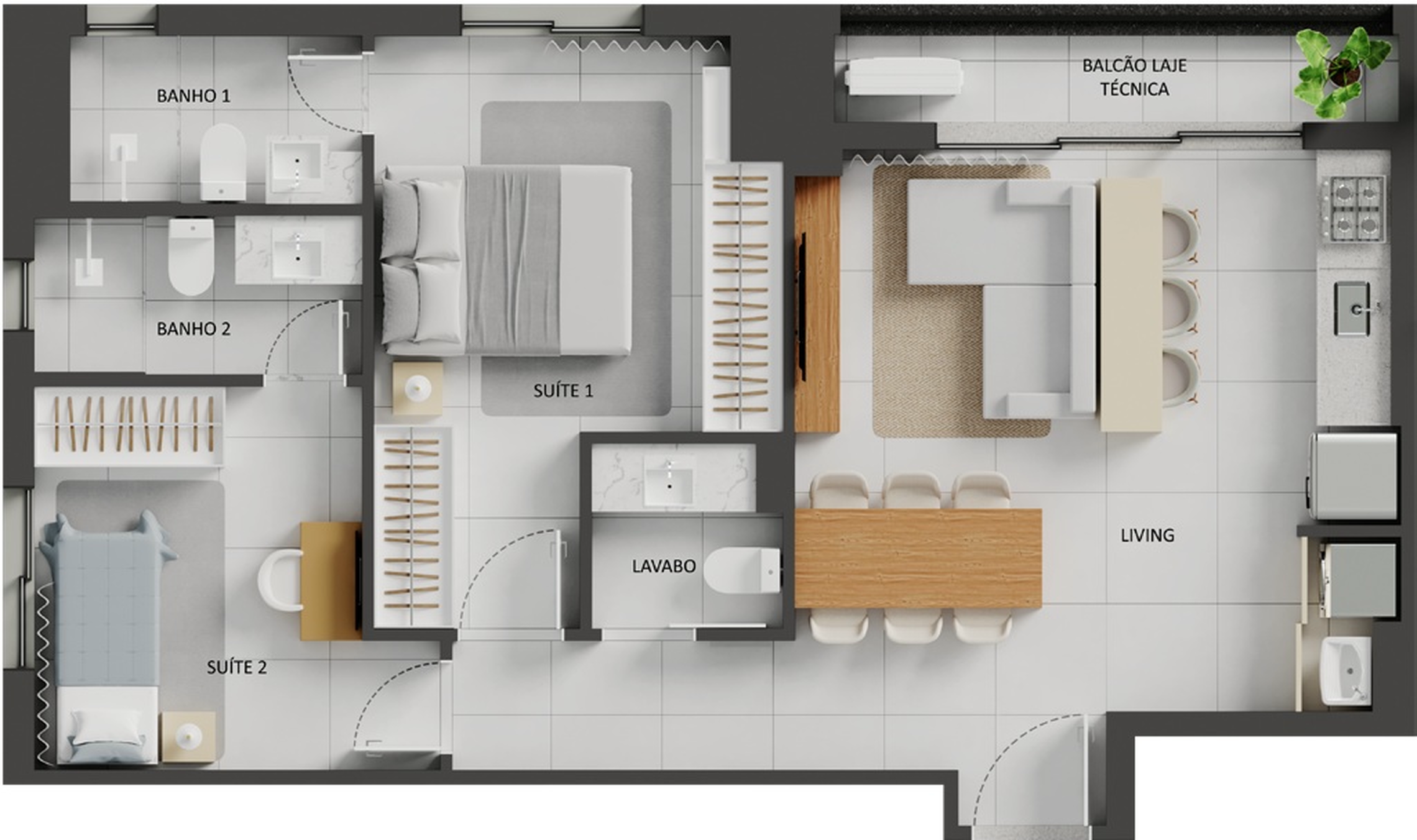 Planta 12 - 2 dorm 71,37m²