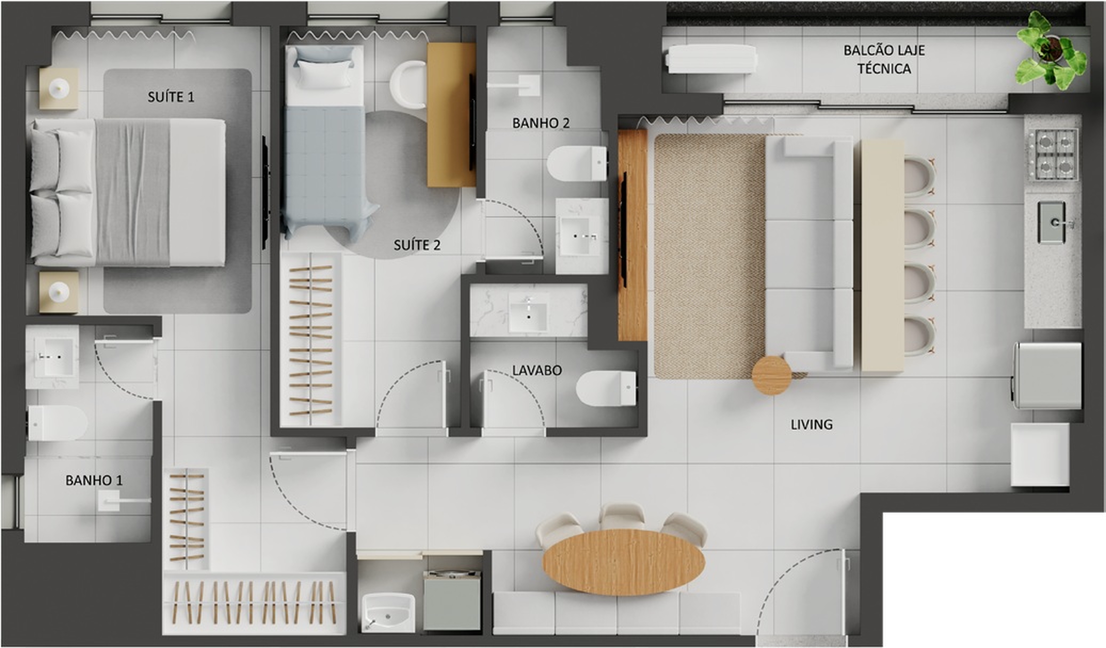 Planta 13 - 2 dorm 73,02m²