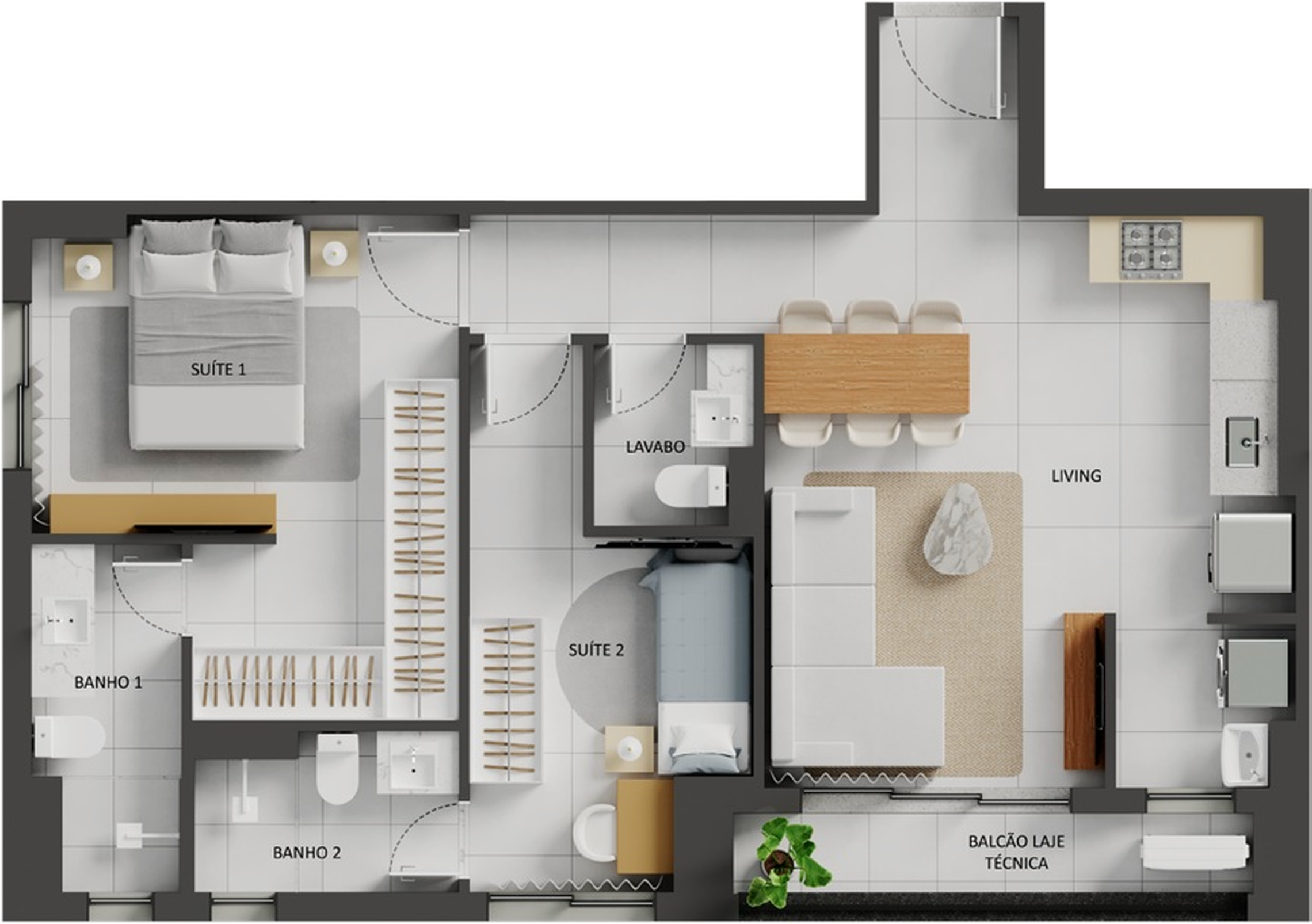 Planta 15 - 2 dorm 74,99m²