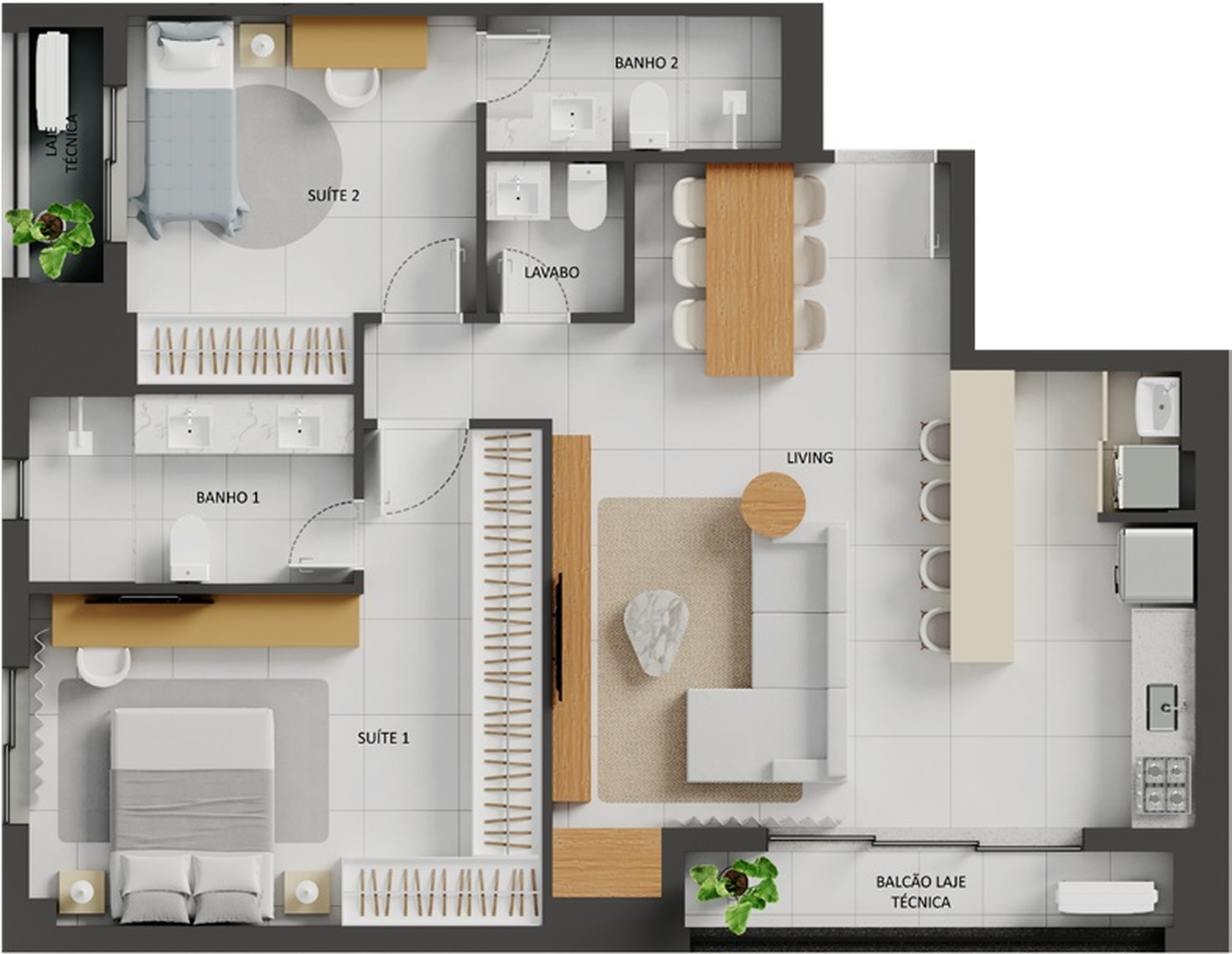 Planta 18 - 2 dorm 92,16m²