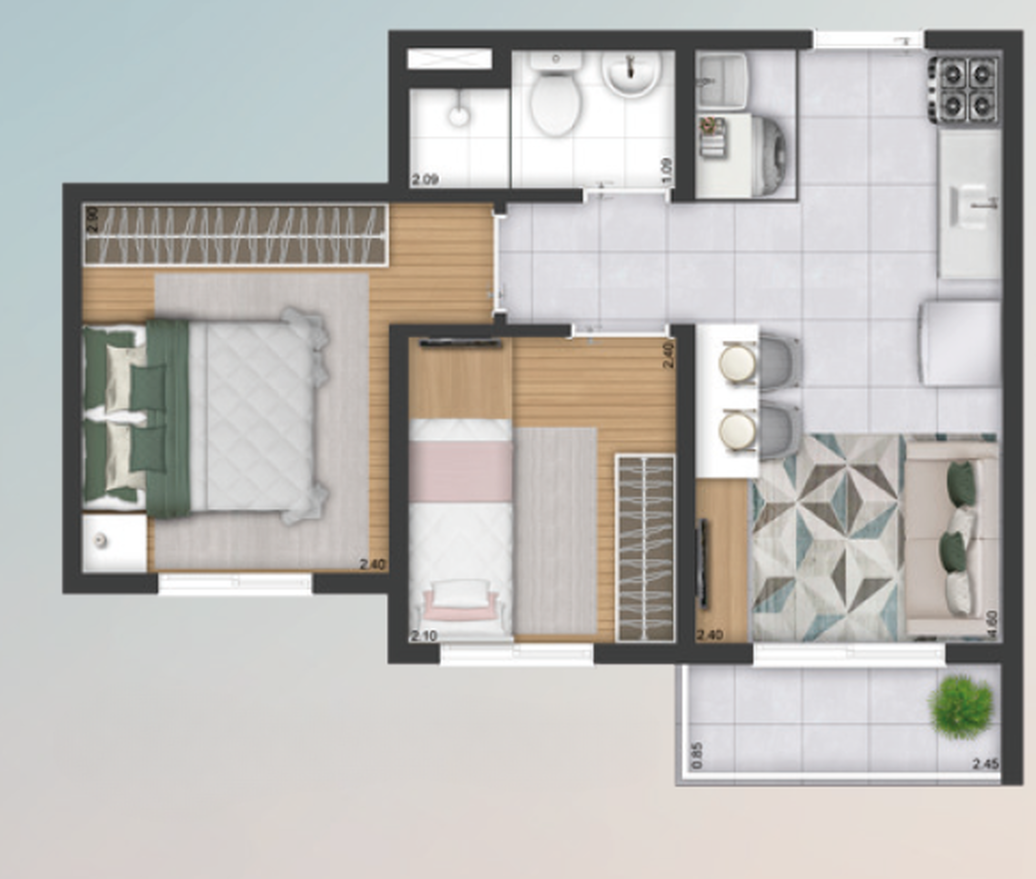 Planta 06 - 2 dorm 34,73m²