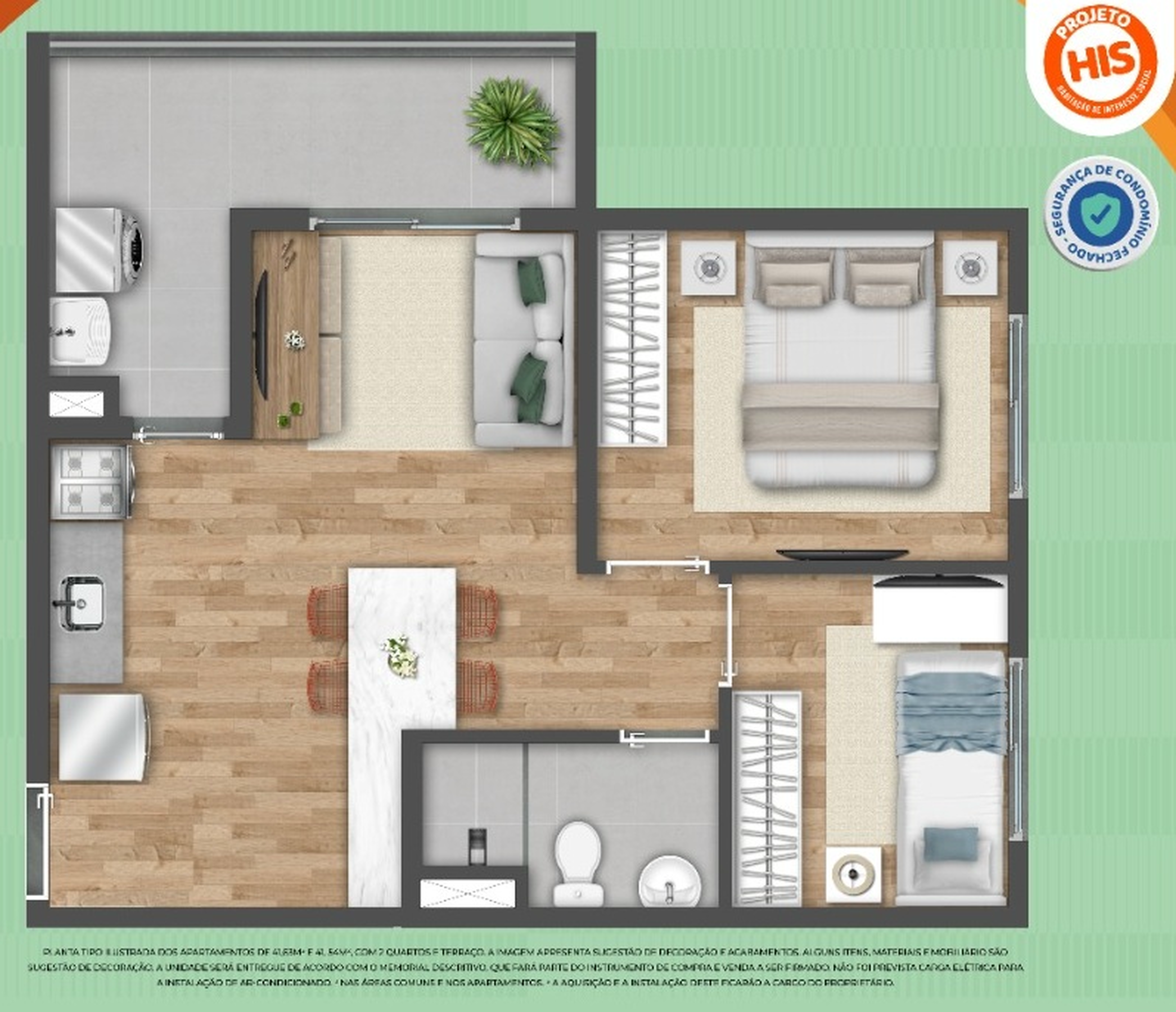 Planta 04 - 2 dorm 42m²
