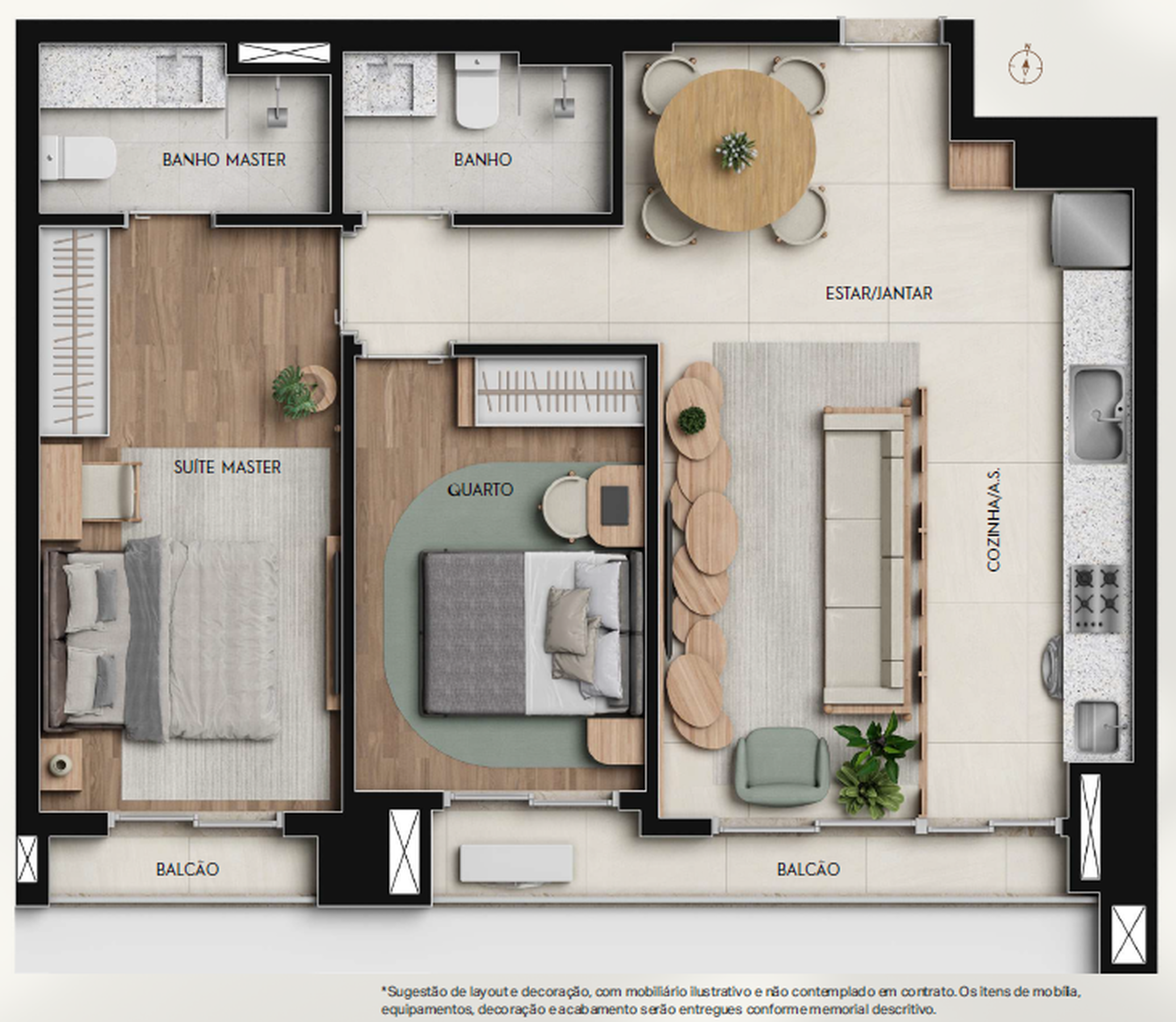 Planta 01 - 2 dorm 71,81m²