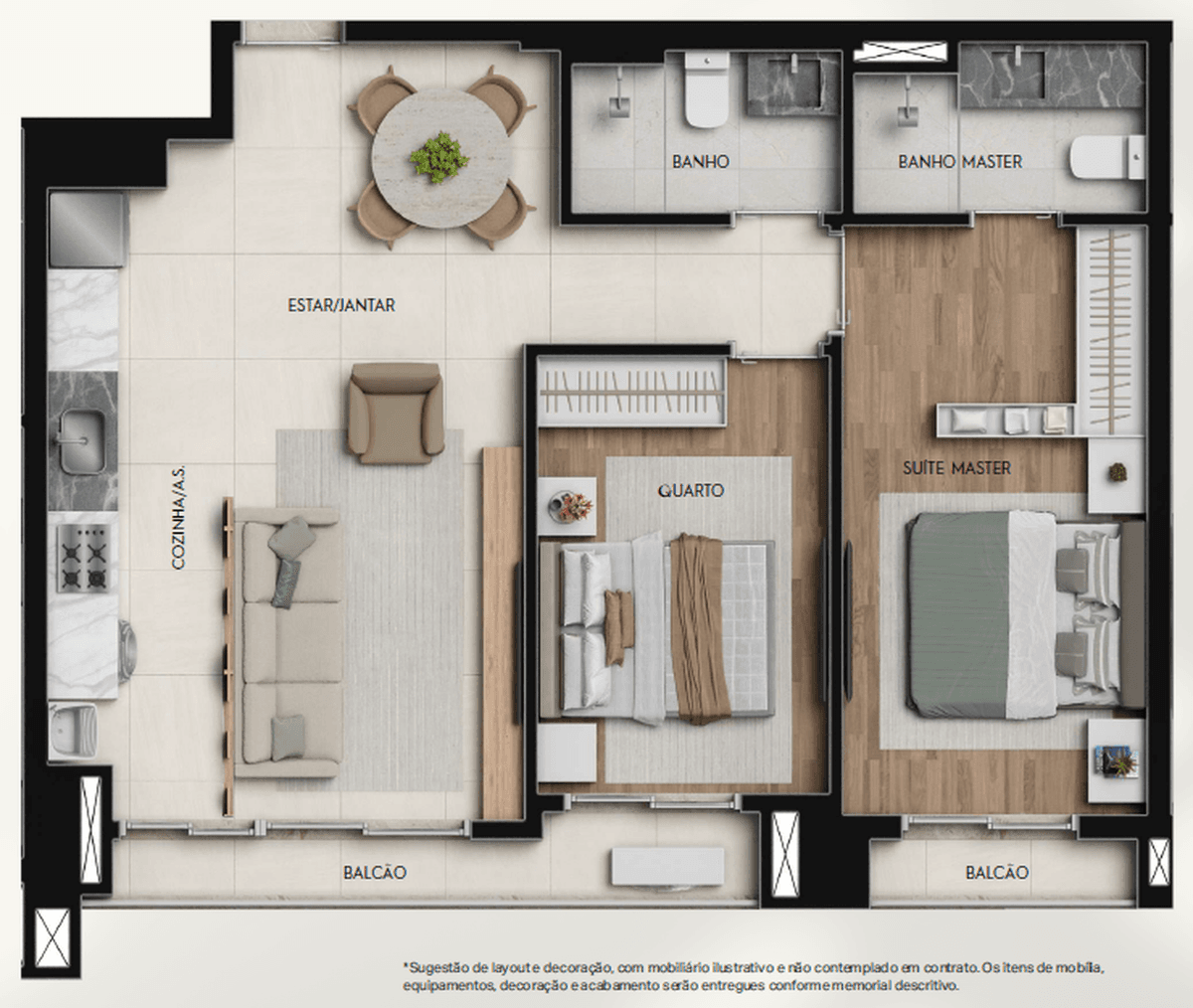 Planta 03 - 2 dorm 71,81m²